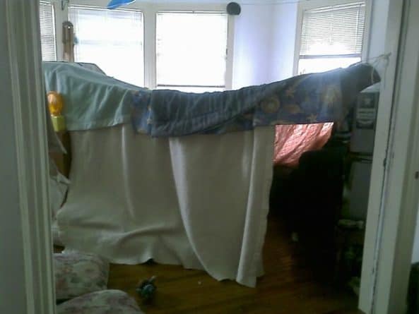 Making a blanket fort is a fun, harmless way for children to stay busy while you can still keep an eye on them.