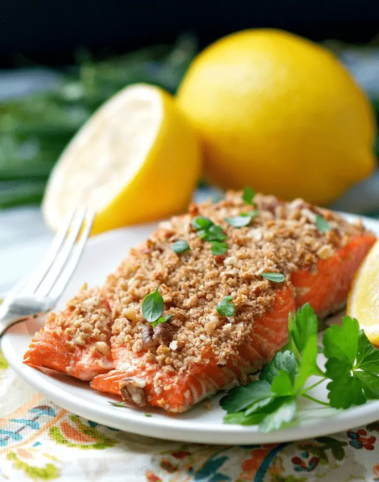 Maple crusted salmon is a really delicious way to eat healthy!