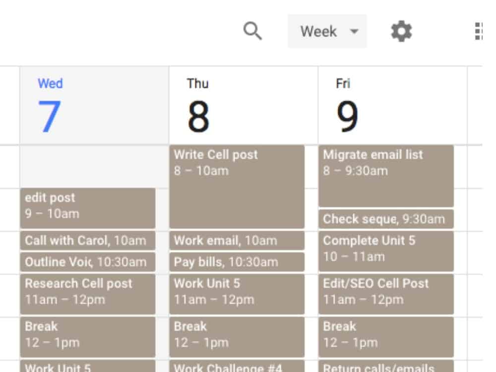 It's easy to setup a simple time block schedule in Google Calendar and receive automated alerts.