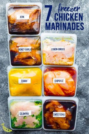 Having several marinades can not only help to make easy freezer meals, they can make your family forget they're eating chicken several nights a week.