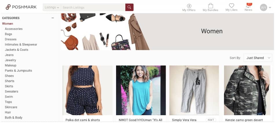 Poshmark is one site you'll want to check out if you're selling clothes online, as they specialize in second-hand clothing sales.