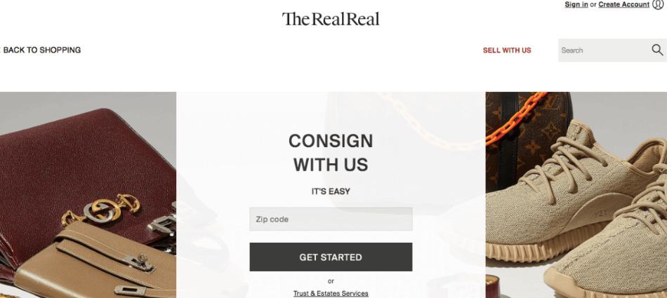 The RealReal site is for selling clothes online, and offers a large buyer community with relatively low fees.