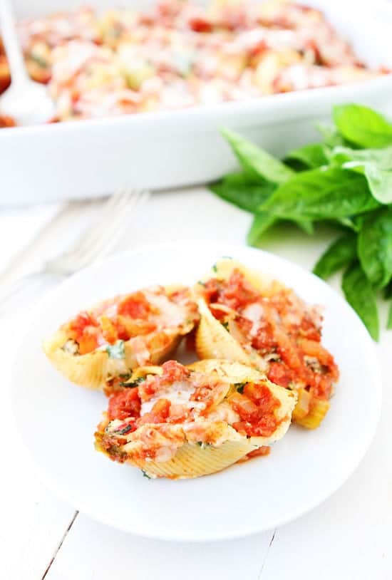 Roasted vegetable stuffed shells is a great vegan freezer meal, and they're so full of flavor you'll probably want to freeze a few pans of them.