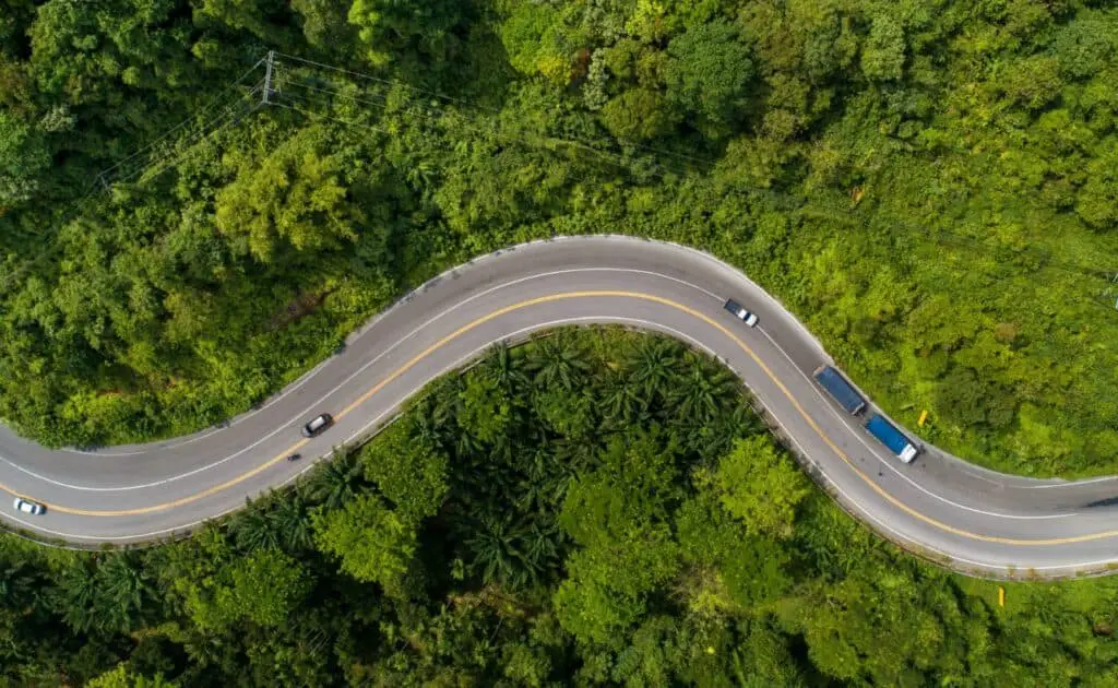 aerial view of commuting