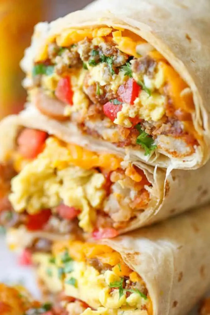 Breakfast burritos are a great freezer meal to make ahead, and they'll keep you feeling full much longer than that bagel or pop tart will