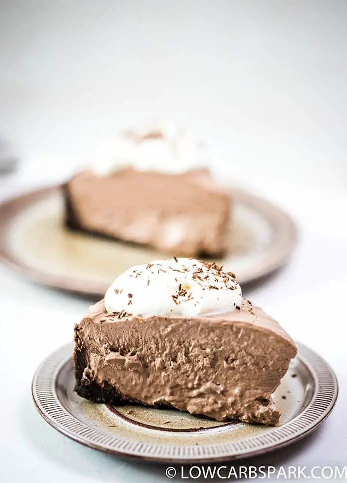 Low carb and keto friendly, this French Silk pie is a delicious way to top off your meal.