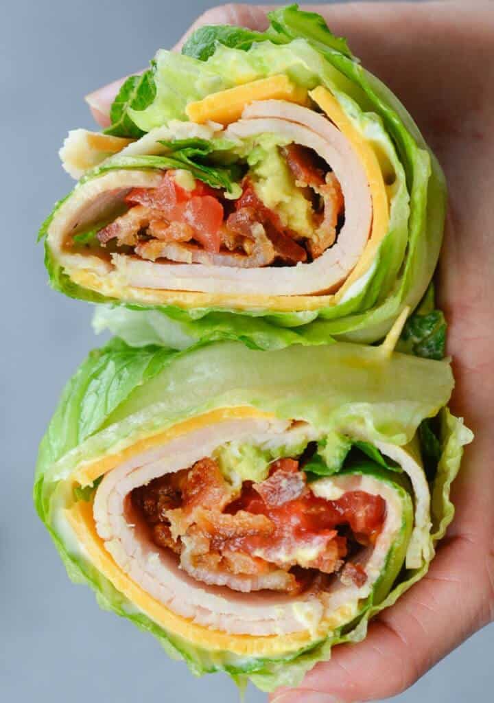 Who says a wrap needs to be loaded with carbs? This low carb version wraps a whole lot of protein in nice crunchy lettuce.