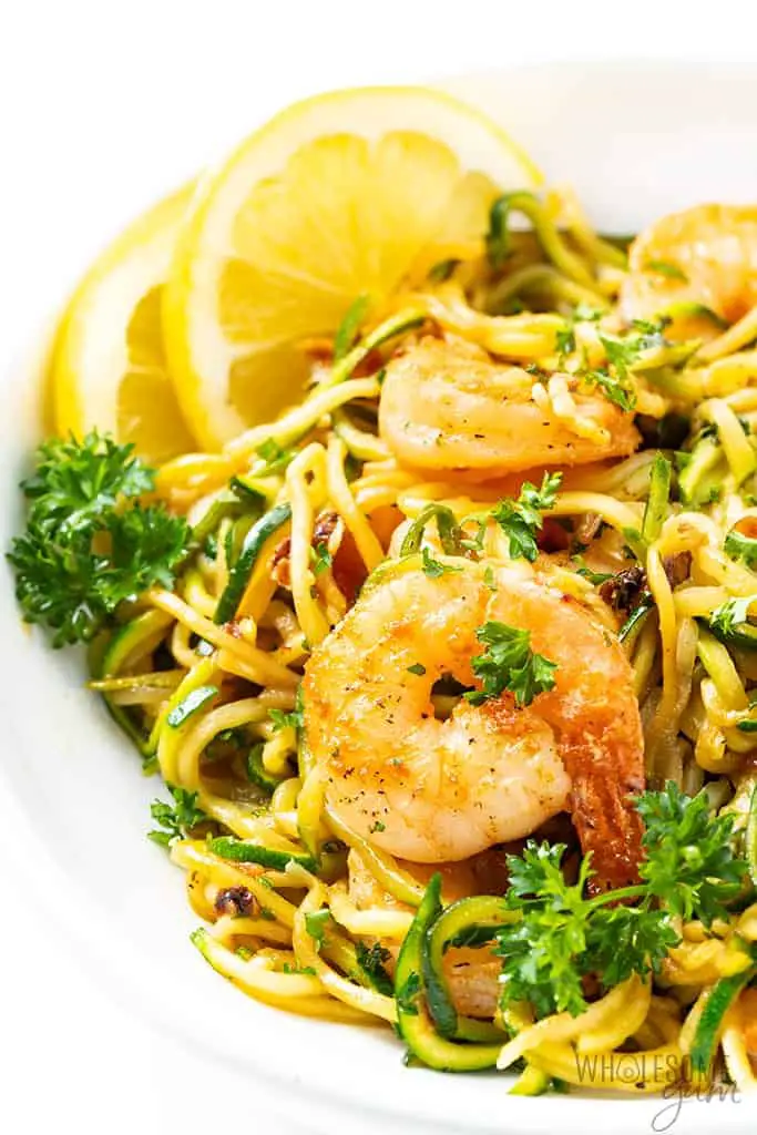 This version of shrimp scampi is full of fresh flavors, but it's made with zucchini noodles for much lower carbs than traditional shrimp scampi.