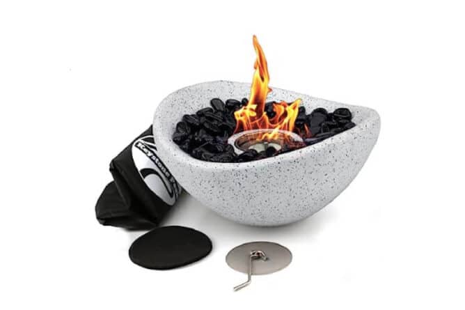 fire bowl on table