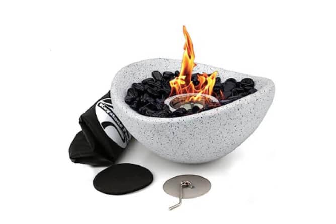 fire bowl on table
